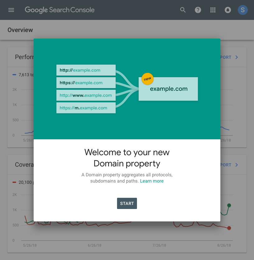Google Search Console свойства домена
